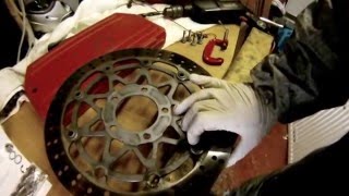 Replace motorcycle semi floating brake disc rivets  bobbins part 1 [upl. by Jayson634]