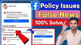 False News Violation Facebook  Facebook Monitization Policy Issues  Facebook Monitization Limited [upl. by Rosina]