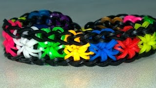 Rainbow Loom Starburst Bracelet with two forks Very Easy Colorful Rubber Bands DIY [upl. by Eidderf269]