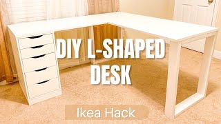 DIY Lshaped Desk  Using Ikea Alex Drawer  Easy Assembly [upl. by Kesia]