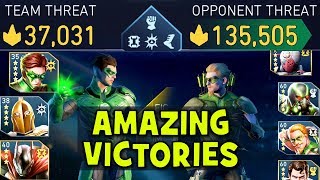 Injustice 2 Mobile BEST TEAM IN THE GAME Unbelievable Victory Defeating 4 TIMES Stronger Teams [upl. by Burnham440]