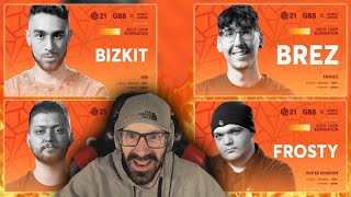 REACTION  BizKit 🇺🇸  BreZ 🇫🇷  Gasper Grom 🇸🇮  Frosty 🇬🇧  GBB21  Solo Loopstation Elimination [upl. by Gainer]