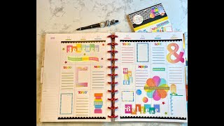 USING THE RETRO PRINT HAPPY PLANNER STICKER BOOK IN MY CATCHALL PLANNER [upl. by Adym]