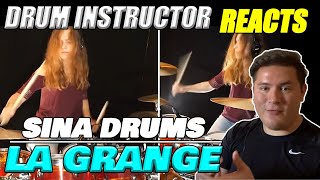 Drum Teacher reacts to La Grange ZZ Top drum cover by Sina  Drum Teacher React Series [upl. by Edris]