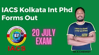 IACS Kolkata Int Phd Forms Out  With Out JAM Rank [upl. by Esinaej]