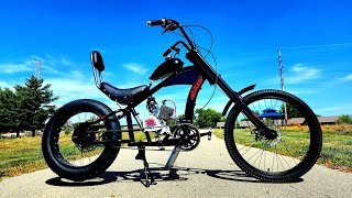 Zeda Brigand Chopper from Bicycleenginescom with Zeda100 DIO Motorized Bike Kit Review and Ride [upl. by Alvina]