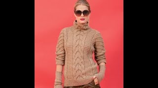 Вязание Спицами  Свитер Косами  2019  Knitting Knit Sweater  Strickpullover [upl. by Ardnaeed]