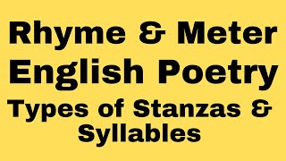 Rhyme amp Meter in English Poetry I Types of Stanza I Types of Syllables I English Prosody I BA Eng [upl. by Anastas]