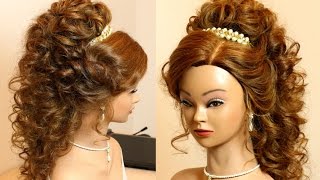 Curly bridal hairstyle for long hair tutorial [upl. by Ulysses216]