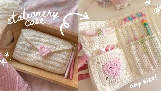 how to crochet a cute stationery case ANY size  beginnerfriendly tutorial [upl. by Zaid169]