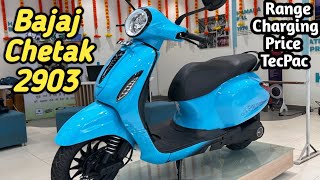 Bajaj Chetak 2903 Base Model 2024  Electric Scooter Review Range Charging Milege Price 🥳 [upl. by Aiksa]