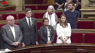 Catalan Parliament Members Sing Anthem After Vote to Declare Independence from Spain [upl. by Adnilahs]