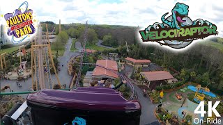 Velociraptor  4K OnRide  Paultons Park  Vekoma Family Boomerang  POV [upl. by Olgnaed]