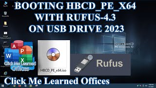 95Booting HBCD PE x64 with Rufus 43 on USB Drive 2023  Clickmelearnedoffices [upl. by Roleat479]