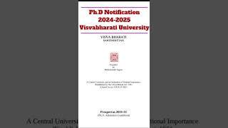 PhD Notification 2024  Visva Bharati University csirnet ugcnet gateexam wbset phdinterview [upl. by Soulier]