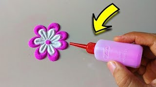 NavratriDiwali Flower Rangoli Designs using simple tools at home सस्ते में मस्त रंगोली टूल बनाइये [upl. by Sesmar]