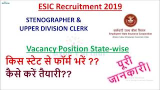 ESIC Recruitment 2019 State wise vacancy details ESIC Vacancy 2019 [upl. by Agnizn459]