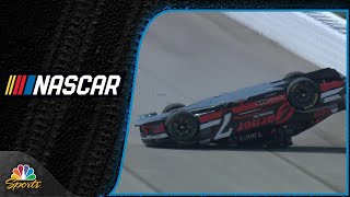 Corey Lajoie flips and slides upside down on the backstretch at Michigan  Motorsports on NBC [upl. by Boyce]