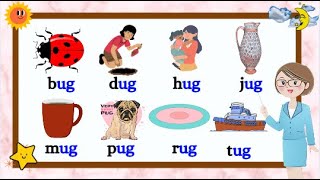 UG words family  Word Family ug  Read amp Learn three letter words  CVC Words  Preschool Learning [upl. by Chew]