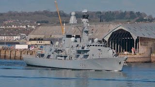 HMS ARGYLL F231 LEAVES DEVONPORT NAVAL BASE AT DEVILS POINT  13th March 2017 [upl. by Chere]