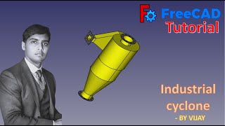 FreeCAD Tutorial  How to make an industrial cyclone  By Vijay freecad cad 3dmodeling design [upl. by Ifar]