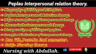 Interpersonal relations theory in urdu Bsn 7thPostRn 2nd semester Nursing theory [upl. by Suirtemed]