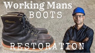 Restoration of BLUE COLLAR  WORKING MANS Boots  Thorogood Moc Toe [upl. by Nuri]