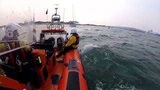 Poole RNLI Lifeboat crew rescue yacht grounded at Shell Bay in Studland [upl. by Zetrauq513]