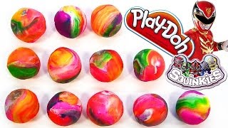 12 PlayDoh Rainbow Toy Surprise Power Rangers Squinkies Eggs Play Dough [upl. by Novj]