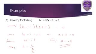 16 Year 10 Scheme 1 Algebra 1 Solving Advanced Quadratics by Factorising Whole Lesson [upl. by Fisa243]