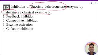 Inhibition of Succinic dehydrogenase enzyme by malonate is a classical example of1 COMPETITIVE [upl. by Tad550]