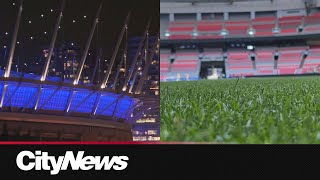 BC Place installs real grass ahead of Whitecaps match vs Wrexham AFC [upl. by Spalding]