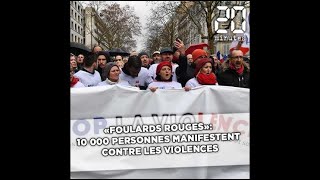 «Foulards rouges» 10000 personnes manifestent à Paris contre les violences des «gilets jaunes» [upl. by Anitsahs841]