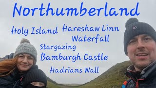 Best of Northumberland Bamburgh Castle Holy Island Hadrians Wall Hareshaw Linn Waterfall [upl. by Aznofla]