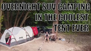 OVERNIGHT SUV CAMPING IN THE COOLEST TENT EVER  SUV CAMPING [upl. by Haggai908]