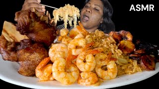 African food mukbang Stir fry Rice and fried goat meat with prawns fried Plantain [upl. by Nevart693]