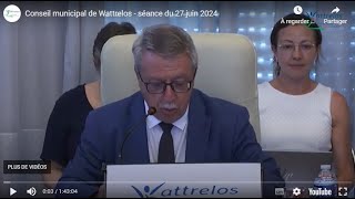 Conseil municipal de Wattrelos  séance du 27 juin 2024 [upl. by Etom]