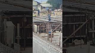 Cleaning Girder Formwork with water before pouring concrete [upl. by Ribble928]