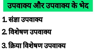 उपवाक्य और उपवाक्य के भेद  संज्ञा विशेषण क्रियाविशेषण उपवाक्य  Upvakya Class 10th Hindi Vyakaran [upl. by Palgrave693]