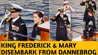 King Frederik and Queen Mary disembarked from the Dannebrog to mark end of sailing season royals [upl. by Hepsibah]