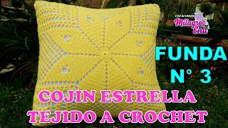 Funda N° 3 tejido a crochet para cojines y almohadas en diseño ESTRELLA paso a paso y FACIL DE TEJER [upl. by Pacian]