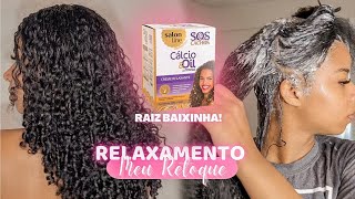 RETOQUE DO RELAXAMENTO 🌻 SALON LINE CAIXINHA AMARELA  RAIZ BAIXINHA  relaxamentocapilar cachos [upl. by Yeldahc998]