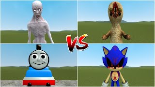 SCP096 VS SCP173 VS CURSED SONIC VS CURSED THOMAS in Garrys Mod [upl. by Dittman631]