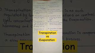 transpiration vs evaporation biologyshort ytshorts shortsfeed shorts trending viral [upl. by Spatola581]