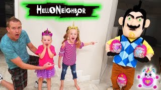 Hello Neighbor in Real Life Rainbocorns Toy Scavenger Hunt Rainbow Unicorns Found [upl. by Mungovan1]