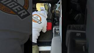 Raptor work truck back seat storage using Stealthmount Packout Cleats shorts construction tools [upl. by Enovaj673]