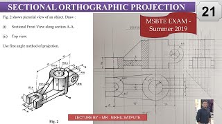 Engineering Drawing  Sectional Orthographic Projection Problem 21  Learn with Nikhil [upl. by Hourigan943]