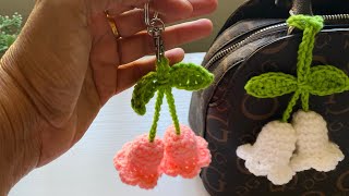 Crochet lily of the valley  crochet key chain  crochet flower [upl. by Lertnahs]