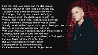 Eminem  Quitter Everlast Diss Lyrics HQ [upl. by Neerroc]