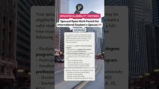 Updated Eligibility Criteria  SOWP for International Students Spouse sowp eligibility criteria [upl. by Pavior]